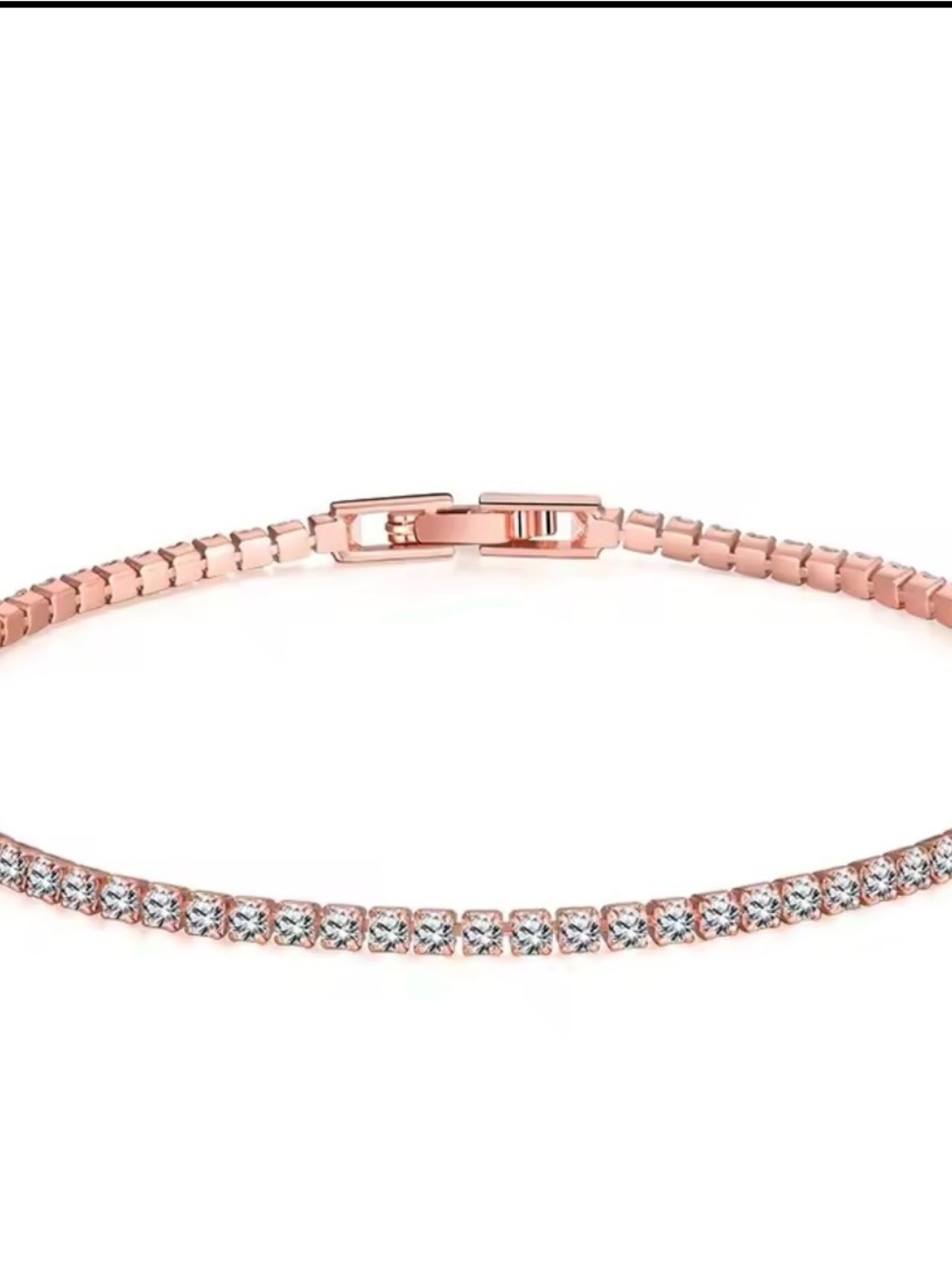925 Rose Gold Vermeil White Sapphire Tennis Bracelet - Women Jewelry